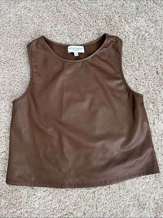 Ripley Rader Tops - Ripley Rader Los Angeles Brown Faux Leather Tank Top Size 2 Small Made USA